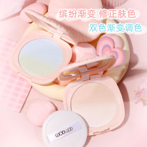 Two-color gradient powder cake lasting makeup concealer waterproof sweat-proof makeup does not card natural purple brightening genuine goods