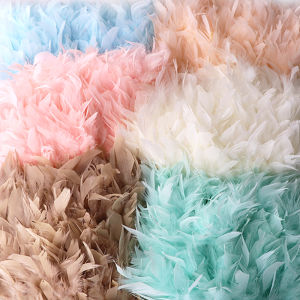 Feather DIY Handmade Material Dance Costume Wedding Lace Internet Celebrity Color Decorative Turkey Feather Cloth Strip 1 M