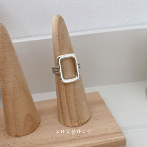Korean Style Hollow out Square Ring Womens Unique Design Vintage Fashion Personality Asymmetric Open Finger Ring Index Ring