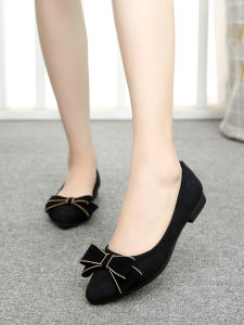 flat heel cloth shoes for women new fashionable single shoe work shoes with soft bottom and bow details pure color spring 2019