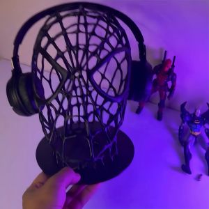 L67 Spider-man Over Ear Headset Stand Web Pattern Desktop Headphone Holder Gaming Desk Organizer Gift L