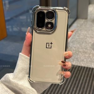 For OnePlus 15 5G Clear Soft Plating Glossy Case Four Corners Shockproof Yellowing-Resistant TPU Ultra-thin Transparent Silicone Back Cover