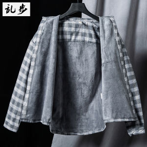 เสื้อเชิ้ตแขนยาวลายสก็อตผู้ชาย ทรงหลวม สไตล์ลำลอง ทรงหลวม ผ้าโพลีเอสเตอร์ผสมคอตตอน เสื้อเชิ้ตผู้ชาย