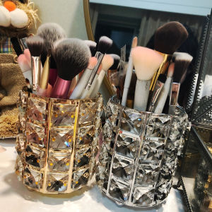 European Style Crystal Makeup Brush Storage Tube Dormitory Essential Comb Organizer Shelf Brush Pencil Bucket Cosmetic Storage Box