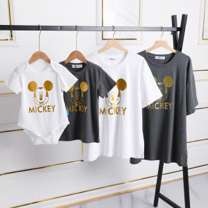 Cartoon Family Matching Clothes Short Sleeve Casual Style Mommy And Me Outfits Summer Season Cotton Material One Size Fits All