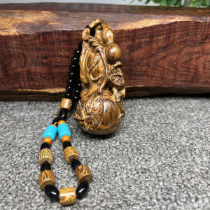 Indonesia Eaglewood Handmade Wood Carving Hand Toy Small Calabash Hand Pieces Wooden Cultural Artifact Crafts Ornaments Small Pendant