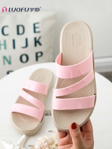 Giày Đế Bằng Đế Dày Mùa Hè Cho Nữ Luofu Giày Đế Bằng PVC Chống Trượt Thời Trang Thường Ngày Đi Biển Giày Đế EVA