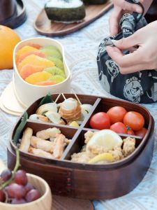 Wooden Lunch Box Japanese Lunch Box Creative Sushi Box Large and Small Single Double-Layer Wooden Portable Lunch Box Picnic Retro