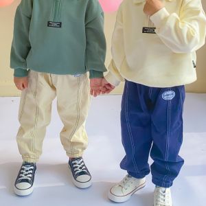 Beautiful Moms Boys and Girls Cotton Thinner Pants 2023 Spring New Childrens Clothing Childrens All-Match Casual Pants Fashionable