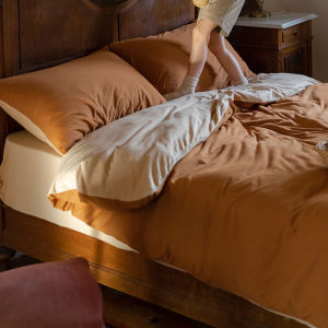 Bare Sleeping Skin-Friendly Super Soft Class A Tianzhu Cotton Four-Piece Set Pure Cotton Knitted Cotton Set Quilt Cover Bed Sheet M Bedding