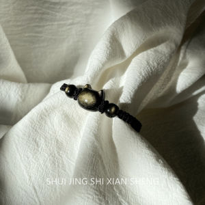 Alien Cat Gold Obsidian Cat Head Couple Original Bracelet