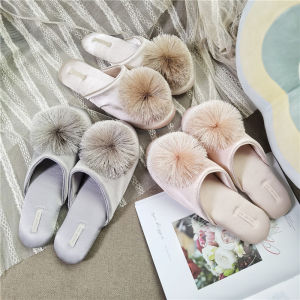 Silky Smooth Tassel Ball Home Slippers Mute Satin