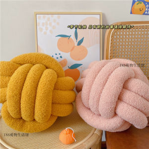 Nordic Style Knotted Lamb Velvet Pillow Living Room Sofa Bedroom Headboard Decorative Cushion for Homestay Creative Twist Ball Shape