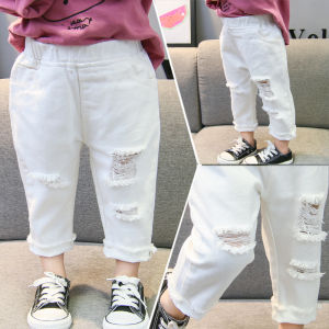 Casual Fashionable Denim Jeans for Boys And Girls Kids Clothes Spring Autumn New Arrival Hole Design High Waist Cotton Blend