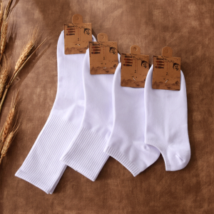 White Socks Mens Ins Low-Top Mid-Calf Combed Cotton