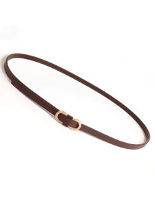 New Fashionable All-Match Thin Belt Female Ornament Black Belt with Dress Sweater Waist-Tight Punch-Free Soft Leather