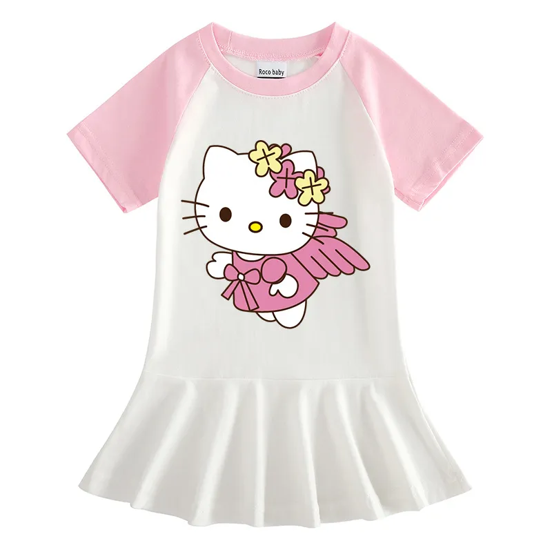 Váy bé gái Hello Kitty BOMINES tay cánh tiên thun co giãn 4 chiều cho bé  gái 3- 10 tuổi 12- 30kg DTNKITTYDONUT | Lazada.vn