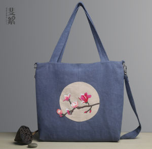 Fei Cotton Wadding Linen Embroidery Art Handmade Canvas Bag Hand Shoulder Messenger Bag Large Capacity Womens Cloth Bag Cloth Bag Thickened