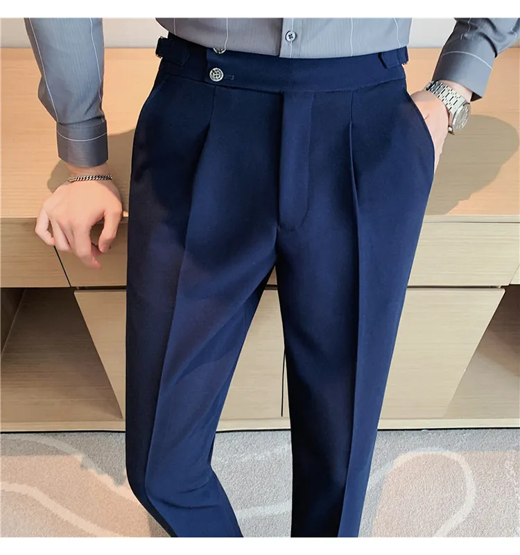 Naples Casual Suit Pants Men's Autumn Drooping High Waist Straight Suit  Pants Slim-Fitting Iron-Free Business Suit Trousers