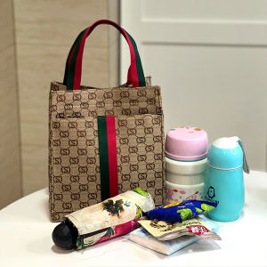 กระเป๋าถือผ้าใบสไตล์เกาหลีสำหรับใส่ของข้างเดียวสำหรับผู้หญิง กระเป๋าใส่ของข้าว ขนาดใหญ่ ลายพิมพ์ กระเป๋าถือสำหรับเดินทาง