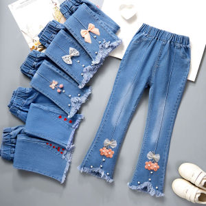 Quần Jeans Denim Ống Loe Cho Gái Thơ Quần Dài Thường Ngày Cạp Thẳng Mùa Thu Mùa Xuân Quần Denim Cho Gái Thơ Cỡ Lớn