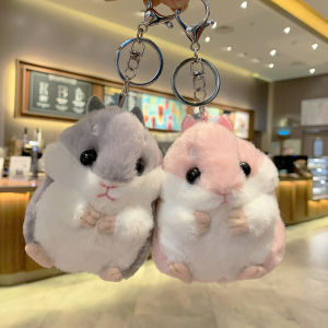 พวงกุญแจห้อยกระเป๋าหนูแฮมสเตอร์ผ้าพลัฌสำหรับผู้หญิง INS กระเป๋าหนังสือน่ารักที่นิยมในโลกออนไลน์ที่ห้อยตุ๊กตาตุ๊กตากระเป๋าเป้ตุ๊กตา