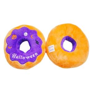 Halloween Pumpkin Donut Sound Making Dog Toy Small B Pup Original Single Pet Toy with Squeaky Paper And BB Call Feature