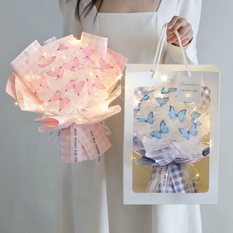 Unfinished Handmade Romantic Butterfly Bouquet Material Bag DIY Flower  Material Package Bride Wedding Decor Girlfriend Gift - AliExpress
