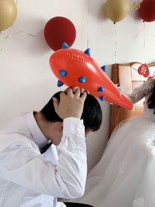 ลูกโป่งไม้จิ้มฟันหมาป่าพอง: อุปกรณ์ประกอบฉากเกมพิธีแต่งงานเครื่องมือกรูมมิ่งตลกสําหรับงานแต่งงานสไตล์เรียบง่าย