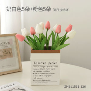 INS Tulip Artificial Flower Fake Flower Decoration High-End Living Room Table Plug Bouquet Decoration Florals Classy Ornaments