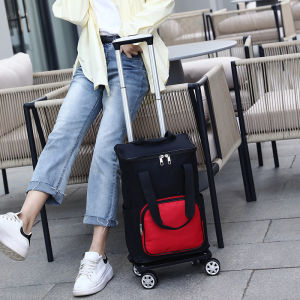 For Home Shopping Cart Luggage Trolley Disassembly Foldable Shopping Cart Waterproof Shopping Bag Lightweight Trolley Portable Lever Car