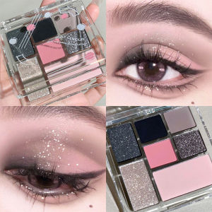 ☛Pink Contrast Color Spice Girl Millennium Barbie 22 Years New Play Fun Seven Color Eye Shadow Plate Sweet Cool Small Smoked Truncated Eye Makeup✧