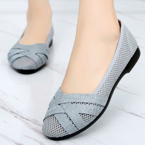 Summer Pregnant Women Non-Slip Hollow Flat Old Beijing Cloth Shoes