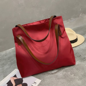 กระเป๋าสะพายไหล่ผ้าไนลอนสีพื้นสำหรับผู้หญิง ความจุขนาดใหญ่ กระเป๋าถือแบบลำลอง กระเป๋าเป้สะพายหลังแบบยูนิเซ็กซ์ กระเป๋าสะพายไหล่แบบลำลอง