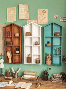 Zakka Background Wall Decoration Creative Solid Wood Storage Rack Living Room Bedroom Wooden Wall Decoration and Wall Hanging Storage