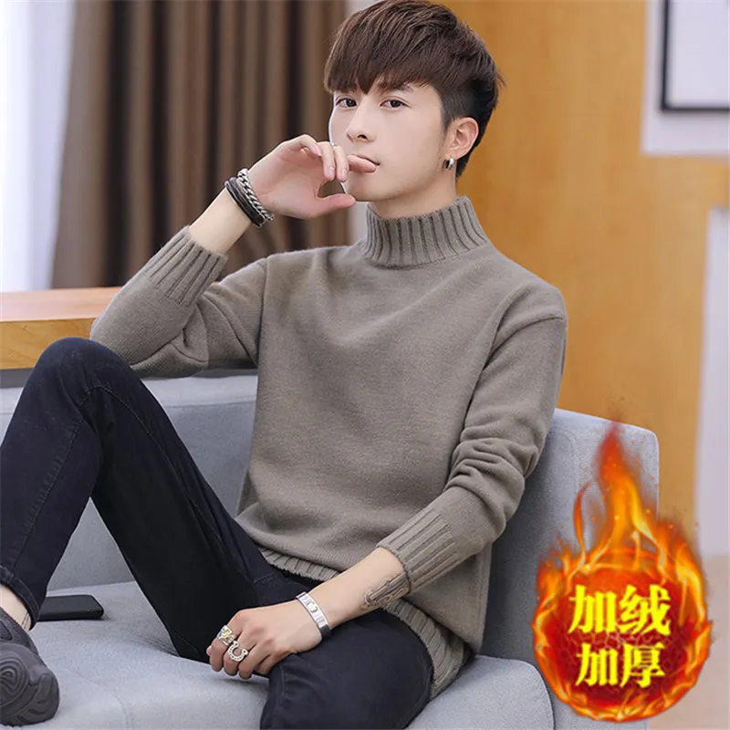 Men s Turtleneck Sweater Winter Padded Top Korean Fashion Handsome