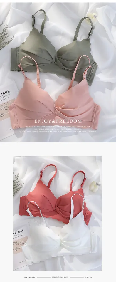 Maniyun Lace Latex Push Up Bra Women Non-wired Small Chest Gathered Bra  Adjustment Lingerie