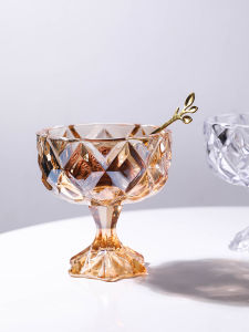 ชามน้ำแข็งแก้วทรงสูงพร้อมหัวเข็มขัดแบบทันสมัย ถ้วยน้ำนมโยเกิร์ต ถ้วยน้ำผลไม้ ถ้วยน้ำแข็ง ถ้วยน้ำแข็งกลวง ชามน้ำแข็งสำหรับใช้ในบ้านและธุรกิจ