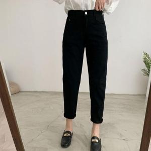 plus Size Black Denim Jeans Womens Harlan Dad Pants Slimming Loose Fit High Waist Vintage Style Casual Straight Leg Trousers