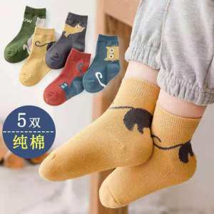 Childrens Socks Autumn and Winter Cotton Medium and Large Boys and Girls Children Deodorizing Filter Pure Cotton Socks Baby Spring and Autumn Mid-Calf Length Socks