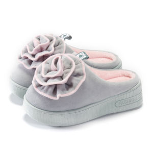 Autumn and Winter New High Heel Cotton Slippers Womens Thick Bottom Cute Korean Style Indoor Home Soft Bottom Non-Slip Home Insulated Cotton-Padded Shoes