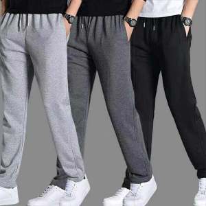 Thick Knitted Cotton Sport Pants Mens Straight Leg Casual Loose Running Trousers Spring Autumn High Waist Youth Active Style