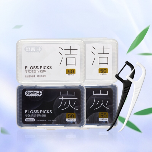 Saky | Flat Wide Adult Dental Floss Picks for Braces Bamboo Toothpicks 