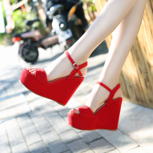 Summer 2025 Red Ultra High Heel Platform Waterproof Fish Mouth Toe Womens Sandals Thick Bottom Fashionable Roman Style Shoes