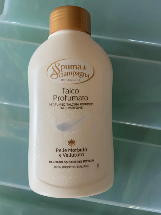 Customer photo for Spuma di Sciampagna - Perfumed Talc - Certified from Italy