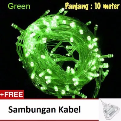 Lampu Tumblr Hias LED 10 Meter Hijau + Free Colokan Sambungan Kabel