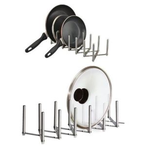 895 - Rak Pengatur Organizer PIring Tutup Panci Penyusun Peralatan Dapur Pot Lid Stainless Steel