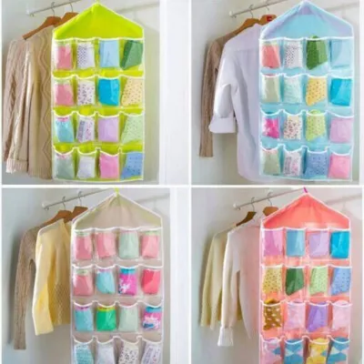 IGROSIR Tempat Penyimpanan serbaguna Kaos Kaki Pakaian Dalam CD Aksesoris / Hanging Bag Organizer / Korean Underware Pouch [16 sekat]