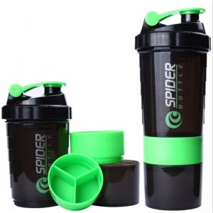 Botol Minum Shaker Spider 600ml - Spider Bottle Shaker 600ml - Babamu - Hitam Hijau