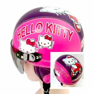 Broico Helm Anak anak broco kaca riben lucu usia 1 sampai 4 tahun Motif Hello Kitty - Pink/Ungu Tua
